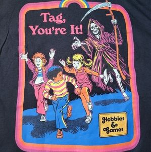 NEW Men's Large Steven Rhodes 'Tag You're It' Tee Shirt in Black